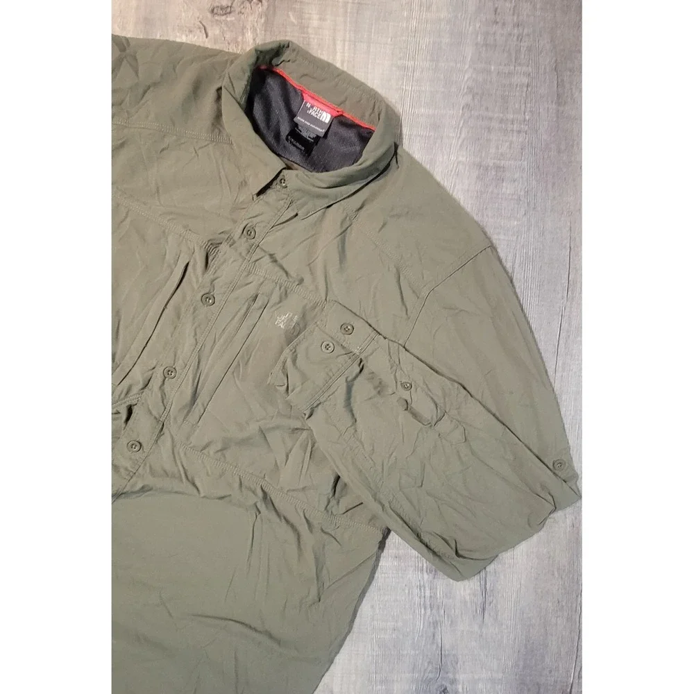 The North Face Mens XL Olive Green Long Sleeve Vented Hiking Utility Shirt